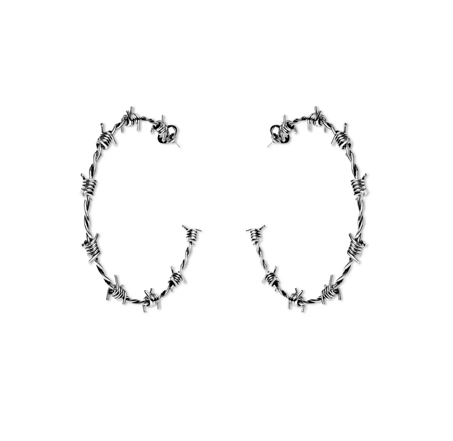Brinco Argola Arame Farpado 11 Cm Farpas Duplas Prateado