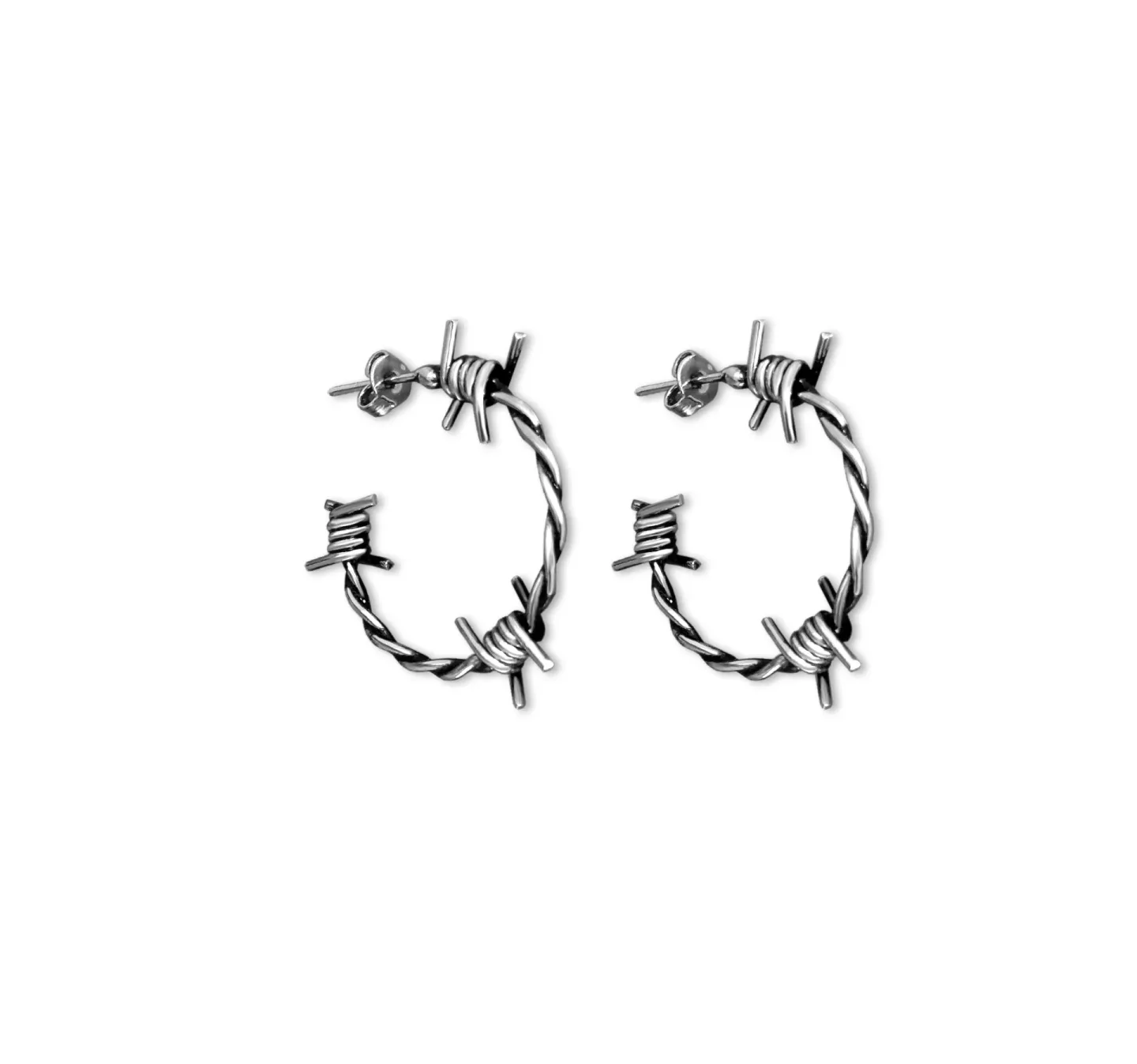 Brinco Argola Arame Farpado 2,5 Cm Farpas Duplas Prateado