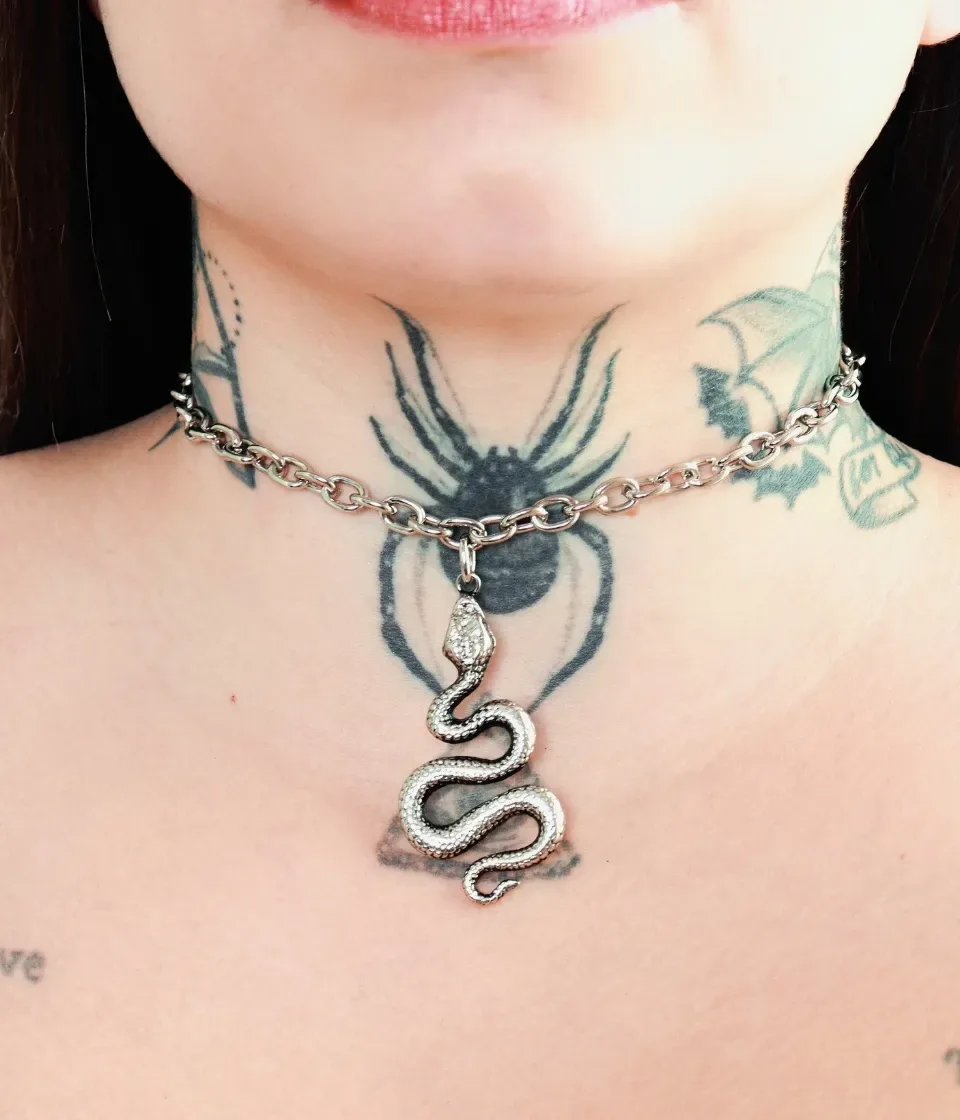 Choker Corrente Cobra Prateado