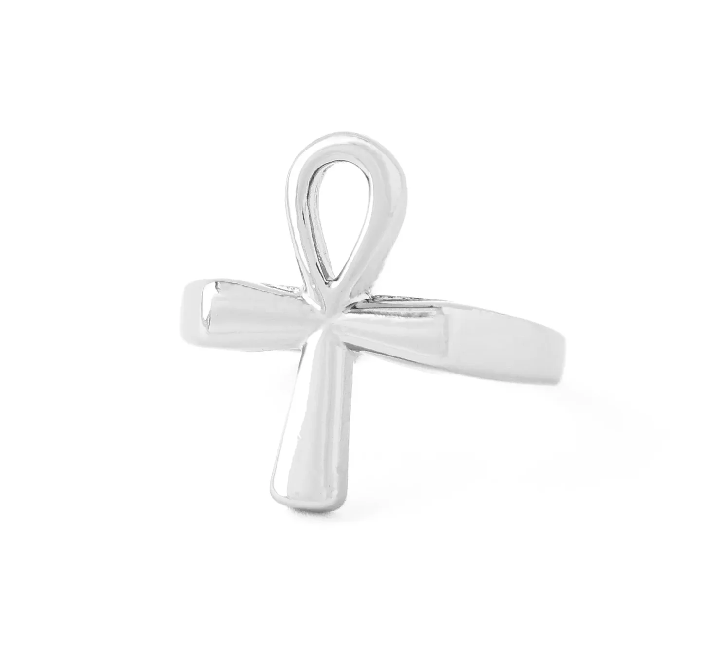 Anel Cruz Ankh Prateado