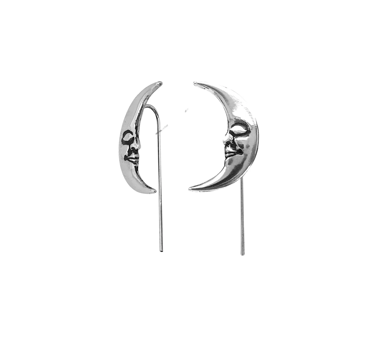 Brinco Waning Moon Prateado Com Haste