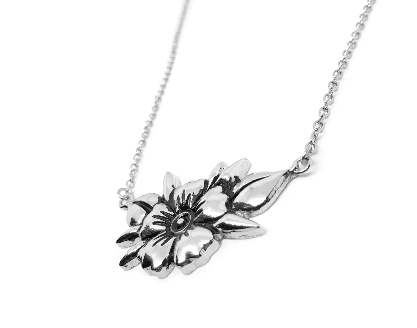 Colar Flor Old School Prateado