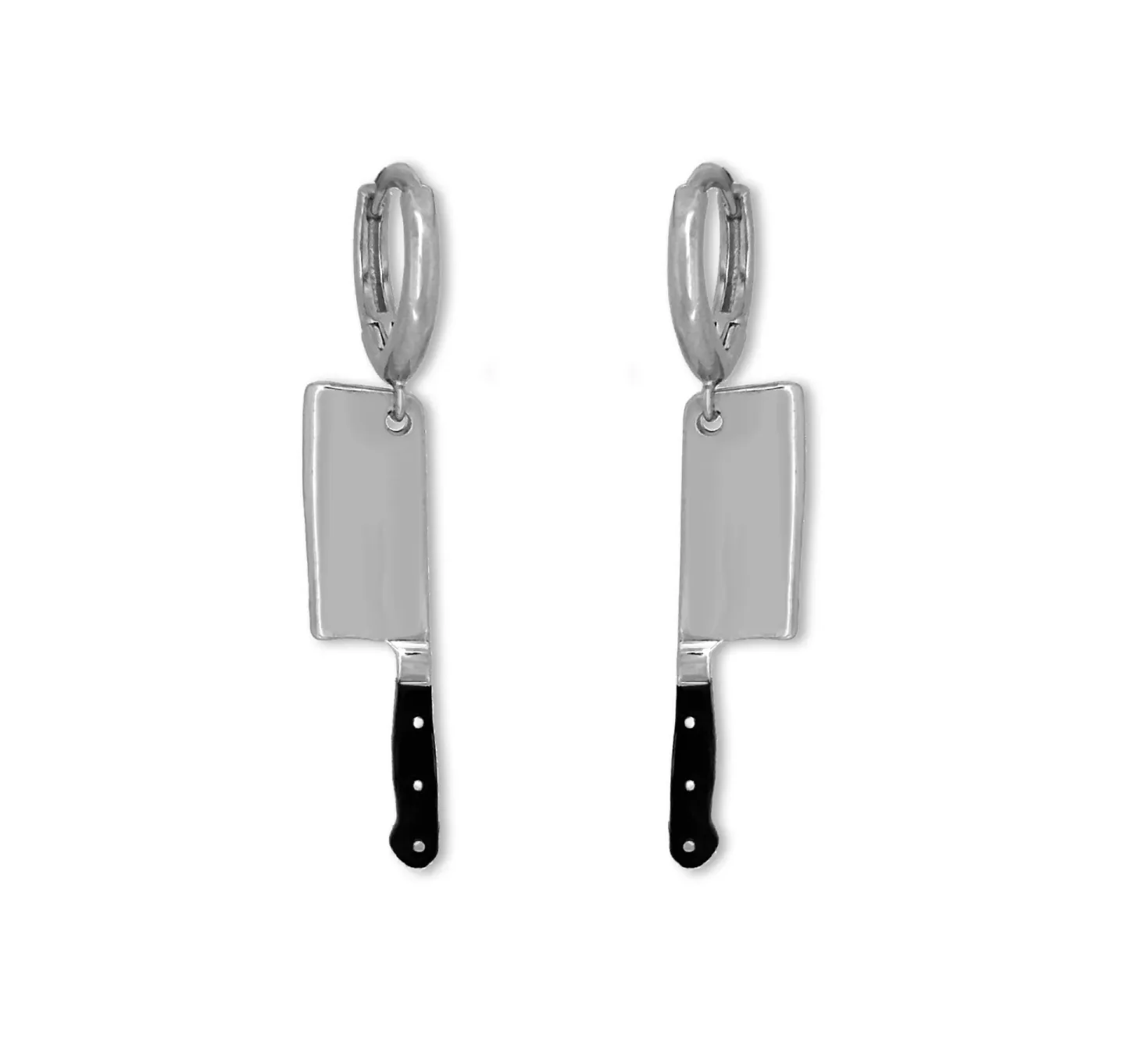 Brinco Argola Cleaver Knife Prateado