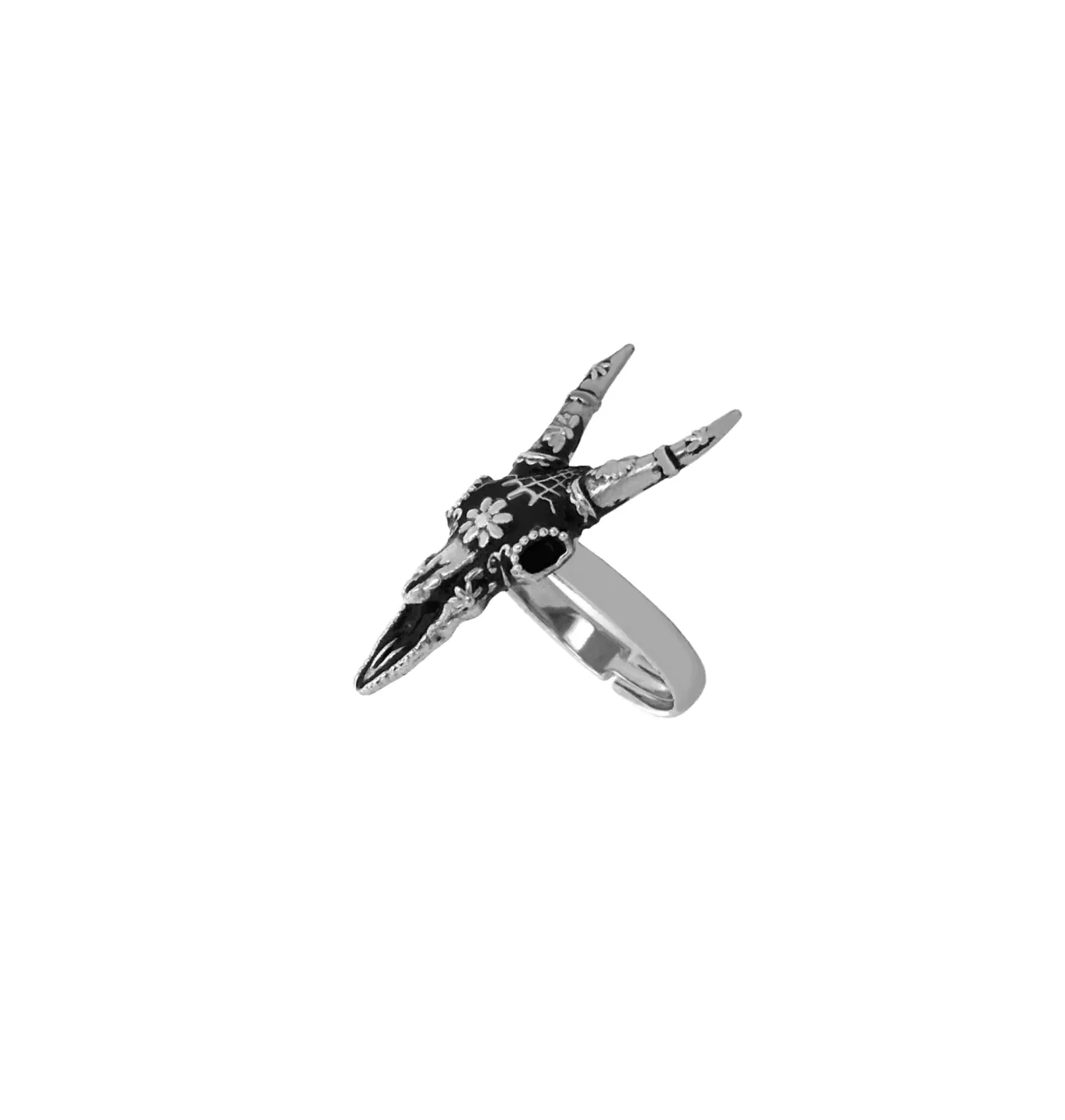 Anel Capricorn Skull Prateado