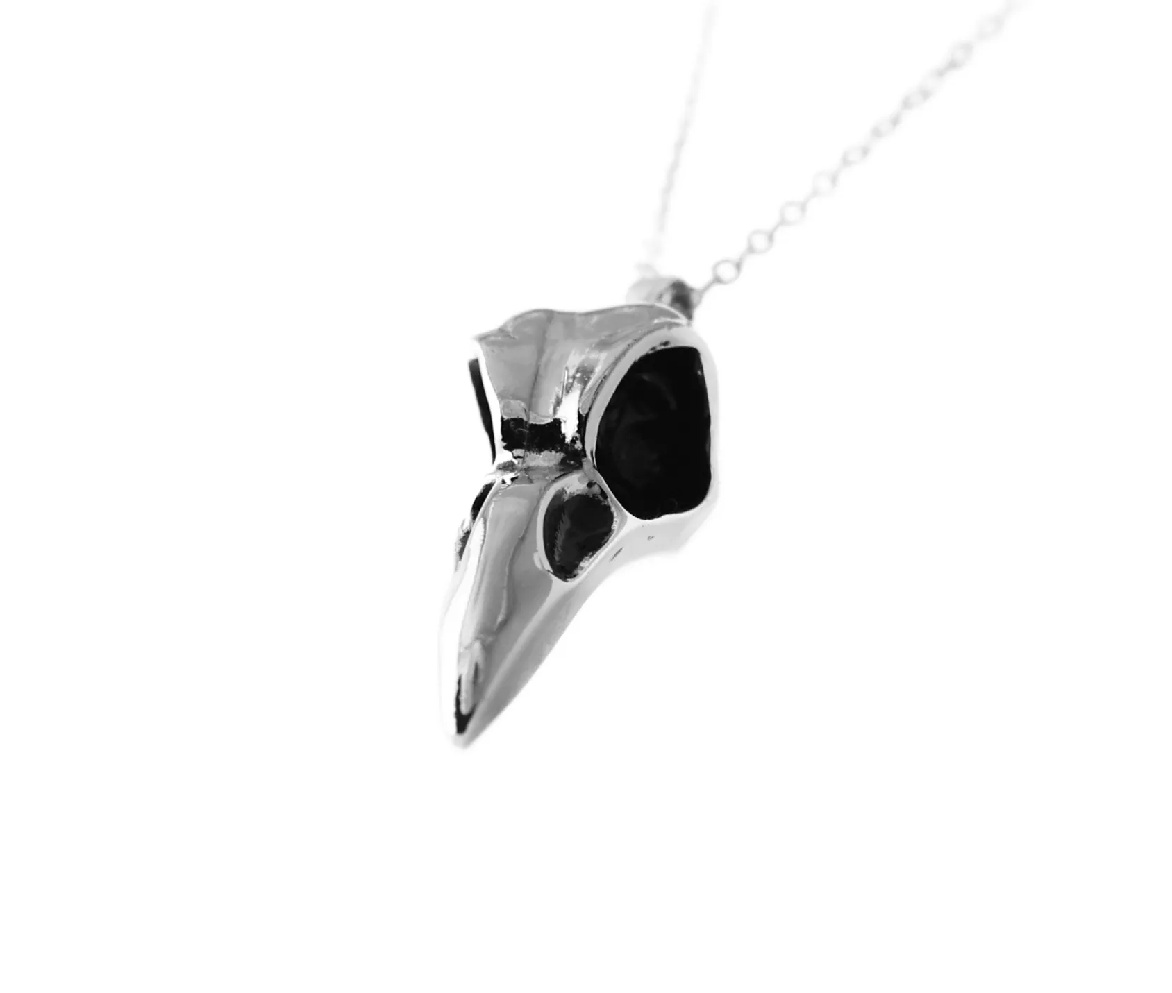 Colar Raven Skull Prateado